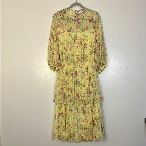 ASOS | New Pleated tiered midi dress Open Back Womens size 10 ditsy floral - Picture 1 of 10